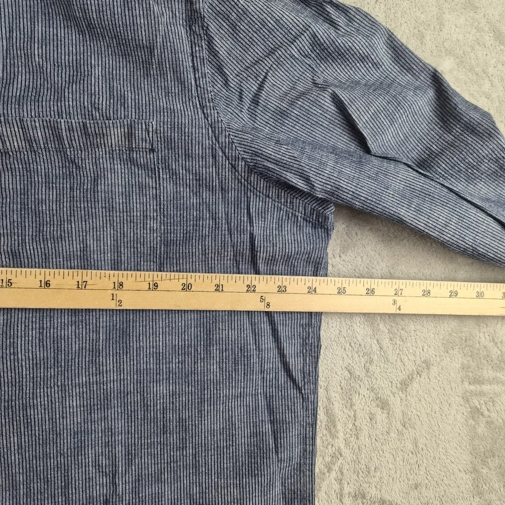 Banana Republic Mens Shirt XL Blue Striped Long Sleeve Modern Workwear Office